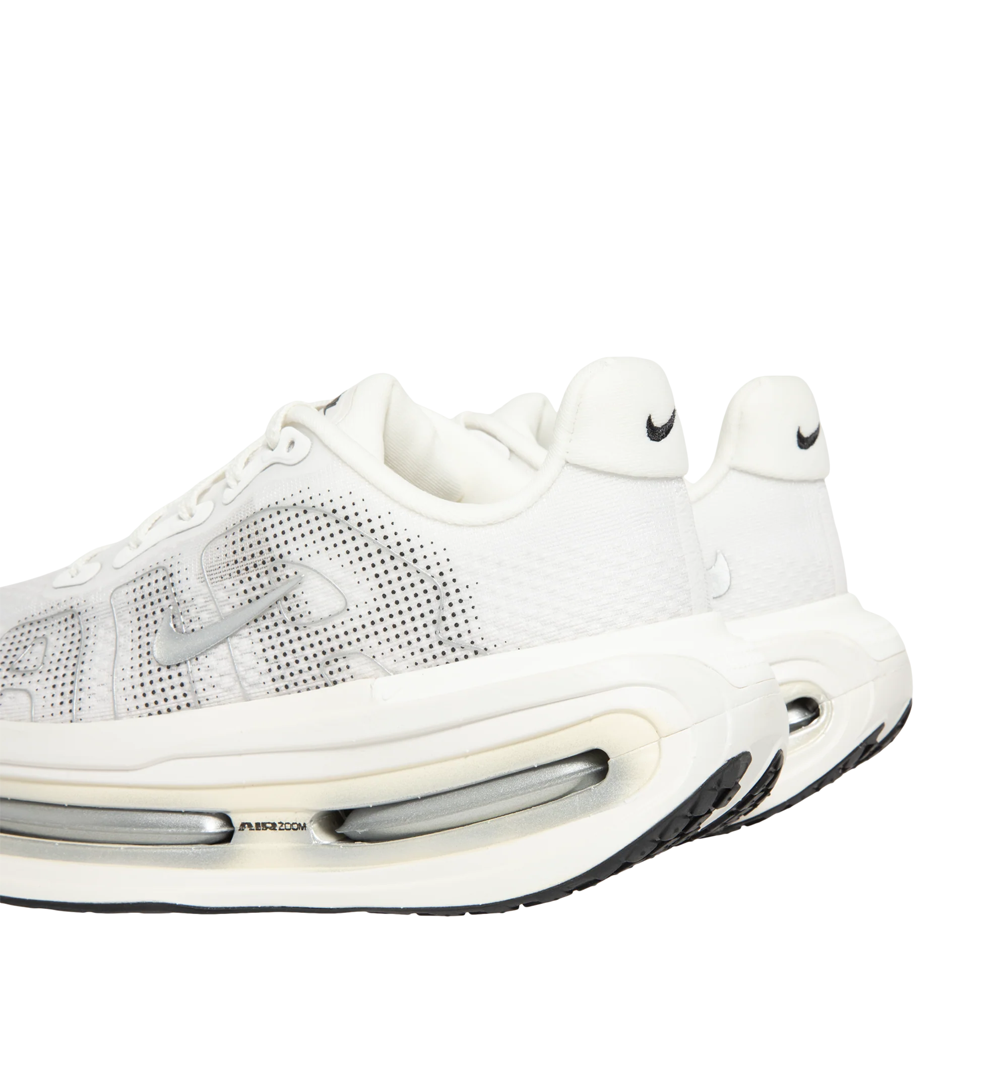 Image 3 of 5 - WHITE - Nike Women's Vomero Premium Running Shoes feature an engineered mesh upper for lightweight breathability and a secure fit. Designed for maximum cushioning, these performance running shoes combine a full-length ZoomX foam midsole with dual Air Zoom units at the forefoot and heel for exceptional comfort, responsive energy return, and a smooth ride. A durable Waffle rubber outsole provides reliable traction for everyday miles. Main Material: Mesh. Midsole: ZoomX Foam with Dual Air Zoom U