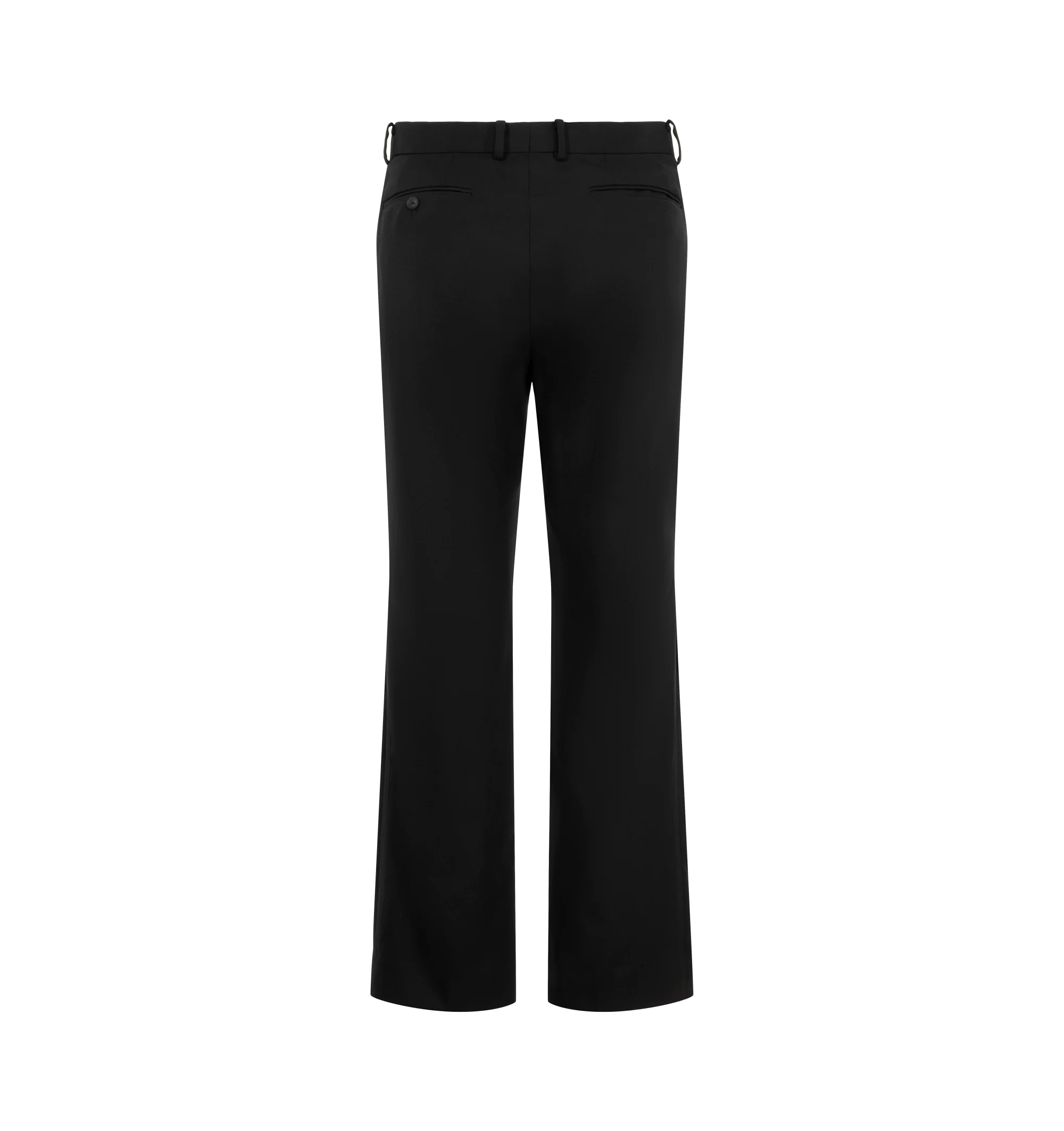 Image 2 of 3 - BLACK - Auralee Men's High-Density Wool Worsted Slacks are crafted from Super 130's wool woven at an exceptionally high density in a cashdos construction, with silk partially incorporated for subtle tonal contrast. A specialized finishing process enhances the fabric's firmness and structure. Cut in a regular fit with a straight leg and half lining. 100% Wool.
