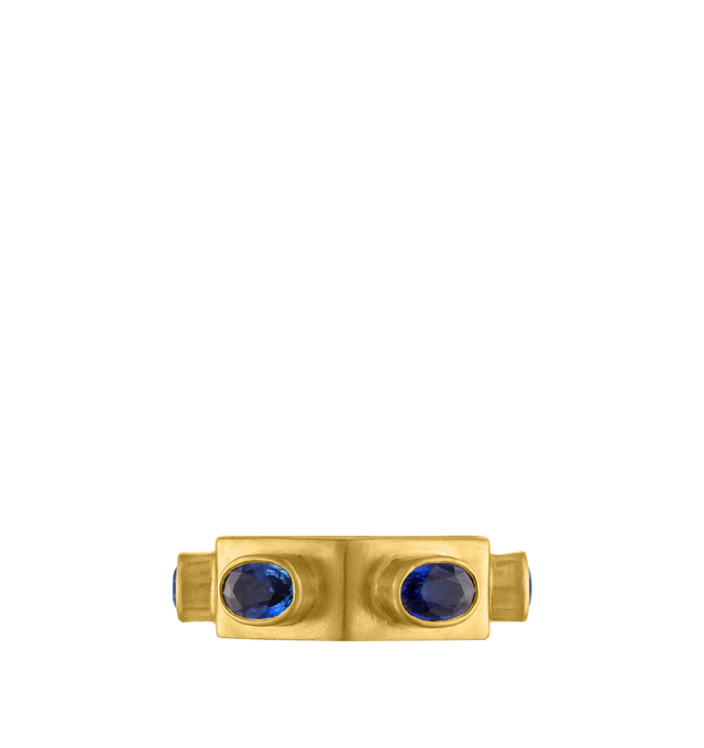 Image 2 of 3 - GOLD - PROUNIS Hexagonal Sapphire Ruin Ring featuring Sapphire and 22K gold. 7mm wide. Cheap Luxury Handbag Shop offers a range of pieces from this collection in-store. For personal consultation and detailed information about jewelry, please contact our dedicated stylist team at personalshopping@hirshleifers.com. This item may be restricted for online purchase to international clients. For assistance purchasing this item please contact our dedicated stylist team at personalshopping@hirshleifers.com.
