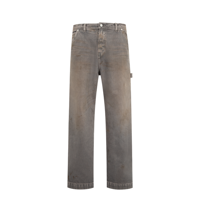 Image 1 of 3 - BROWN - ENFANTS RICHES DEPRIMES Flare Jeans featuring regular fit, zip and button closure, 5 pockets style, belt loops at waist, hammer loops and distressing throughout. Cotton.