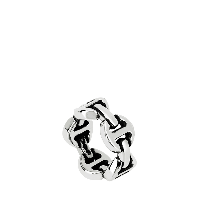 Image 2 of 2 - SILVER - HOORSENBUHS Classic Tri Link Ring featuring stearling silver and 9.8mm band width. Size 8.Cheap Luxury Handbag Shop offers a range of initial pieces from this collection in-store. For personal consultation and detailed information about jewelry, please contact our dedicated stylist team at personalshopping@hirshleifers.com.