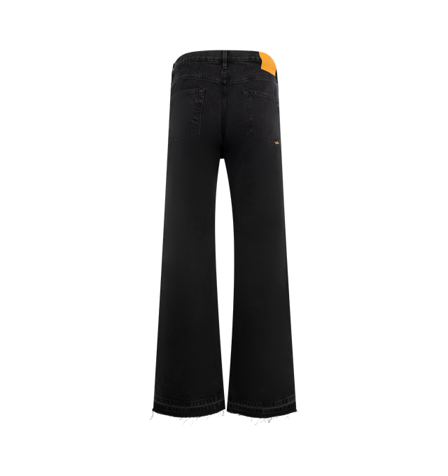 Image 2 of 3 - BLACK - GALLERY DEPT. Melrose Denim Pant featuring baggy fit with a wide leg, 5-pocket design, embroidered GD pin detailing on the coin pocket, debossed tan leather GALLERY DEPT. jacron on the back waistband and released hem. 100% cotton. Made in USA.