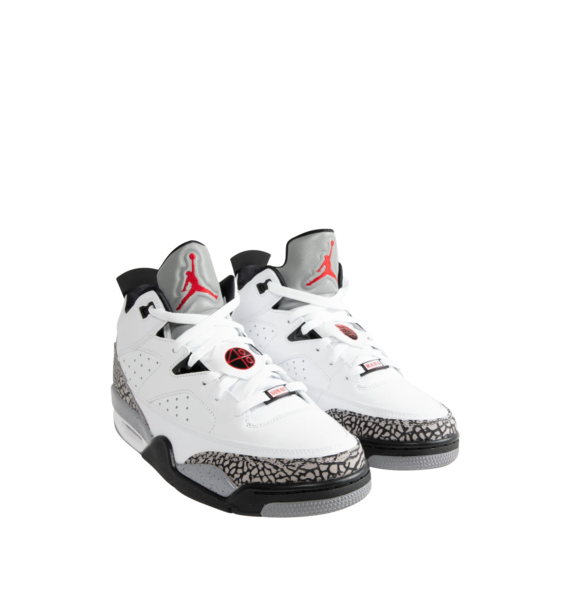 Image 2 of 5 - MULTI - Men's Jordan Son of Mars Low Sneakers feature real and synthetic leather overlays with perforated side panels for a durable, breathable design inspired by iconic Jordan heritage. These lifestyle sneakers combine a visible Air-Sole unit, a full-length foam midsole, and a durable rubber outsole for responsive cushioning, lasting stability, and everyday traction. Main Material: Real and Synthetic Leather. Midsole: Full-Length Foam with Visible Air-Sole Unit. Sole: Rubber.