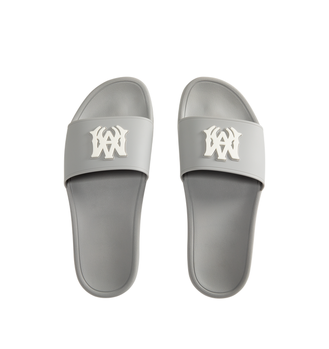 Image 4 of 4 - GREY - AMIRI MA Pool Slides featuring open toe, logo at vamp in molded rubber and rubber sole. 100% polyurethane.