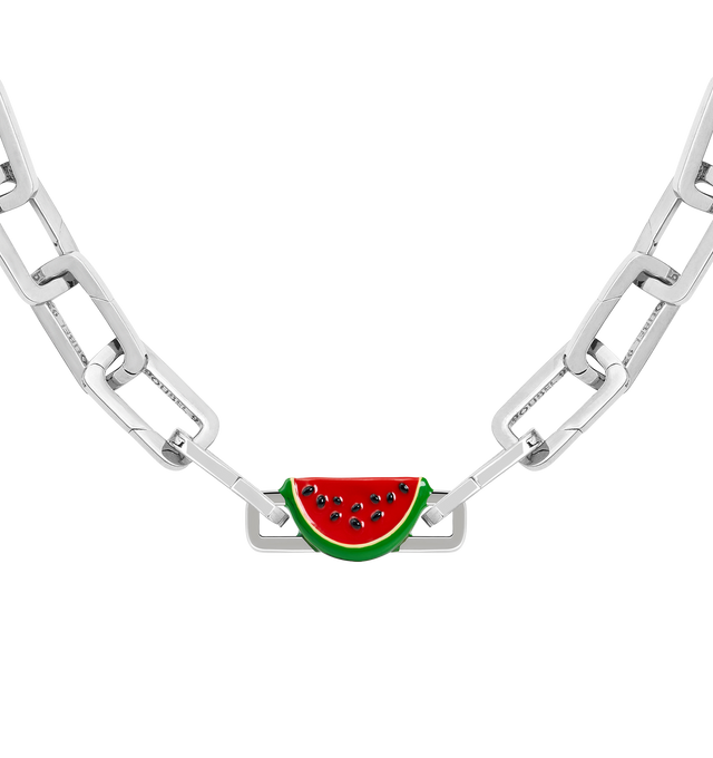 Image 9 of 9 - RED - Poubel by The Gstaad Guy Watermelon Charm. All charms are made of .925 sterling silver, and are hand-painted using non-toxic lead-free enamel. Links sold separately. Cheap Luxury Handbag Shop offers a range of initial pieces from this collection in-store. For personal consultation and detailed information about jewelry, please contact our dedicated stylist team at personalshopping@hirshleifers.com