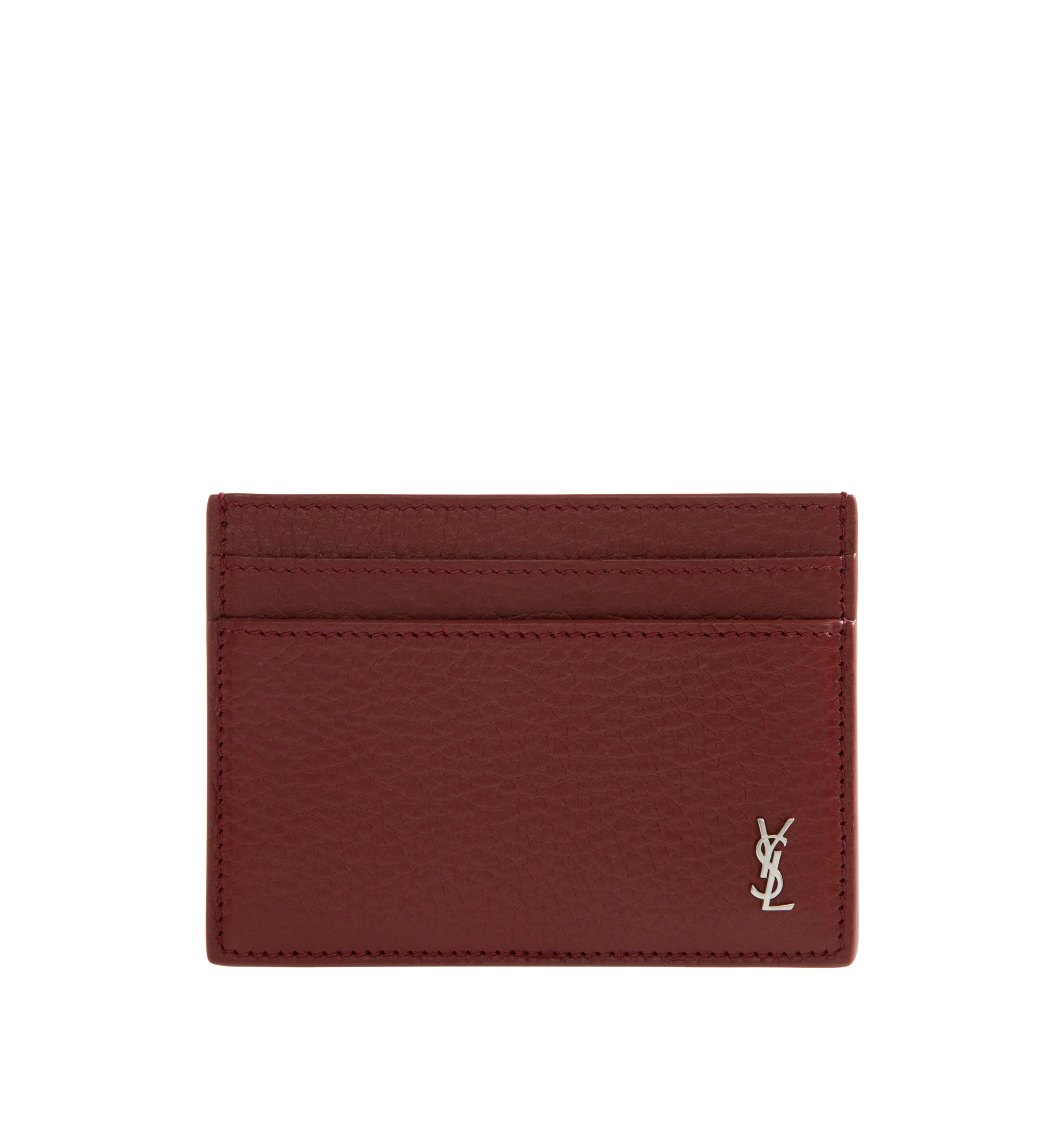 Image 1 of 3 - RED - Saint Laurent Mens Card Holder is crafted from leather. Features multiple card slots and gold-tone hardware. Dimensions: 10.5 7.5 cm. Main Material: Leather; Hardware: Gold-Tone Metal. Made in Italy.