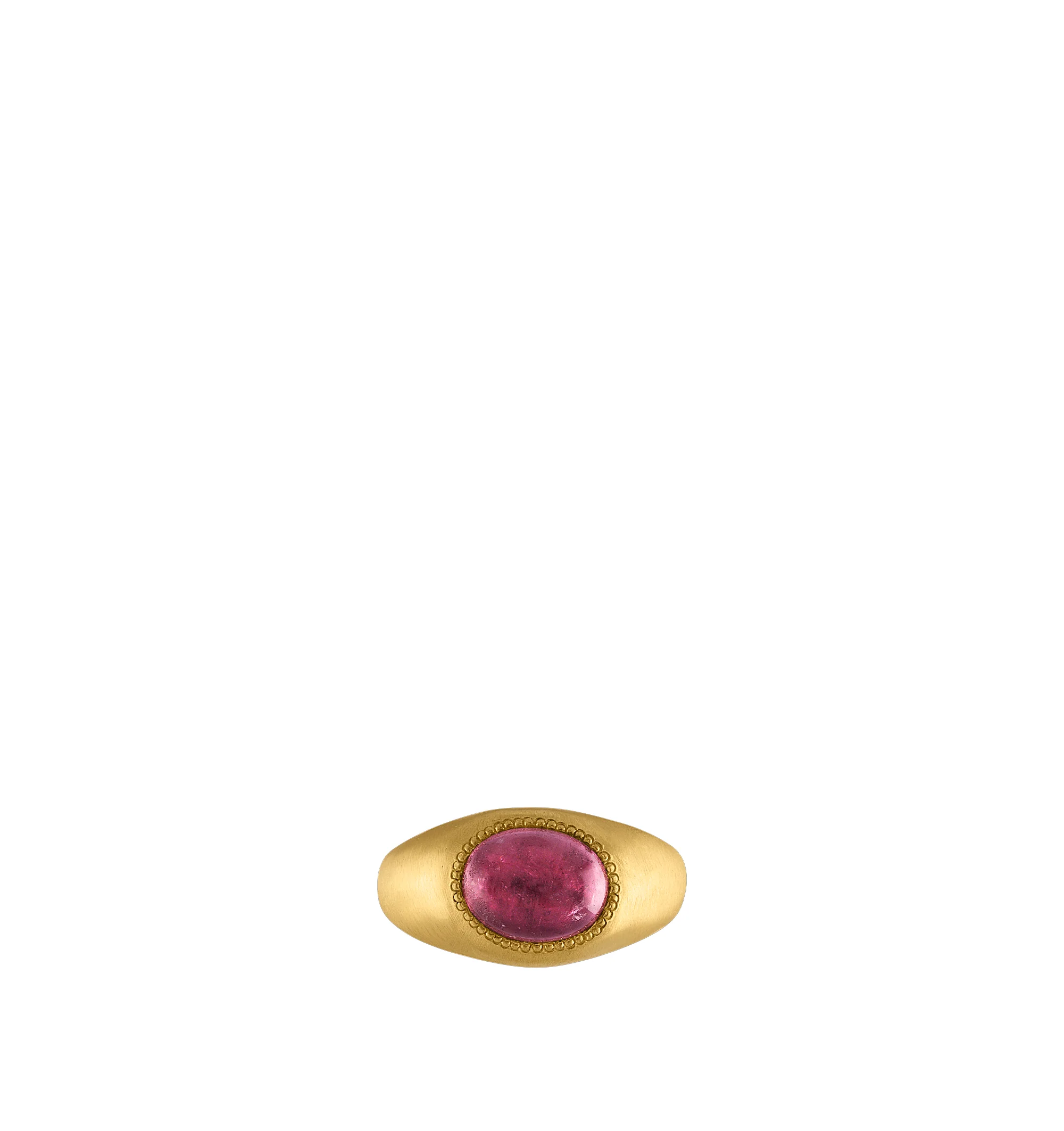 Image 1 of 3 - PINK - Prounis Rose Tourmaline Roz Ring is handcrafted from 22K yellow gold and features a rose tourmaline in the brands signature Roz silhouette. Band Width: 10 mm. Handmade in New York. For personal consultation and detailed information about jewelry, please contact our dedicated stylist team at personalshopping@hirshleifers.com.This item may be restricted for online purchase to international clients. For assistance purchasing this item please contact our dedicated stylist team at personals