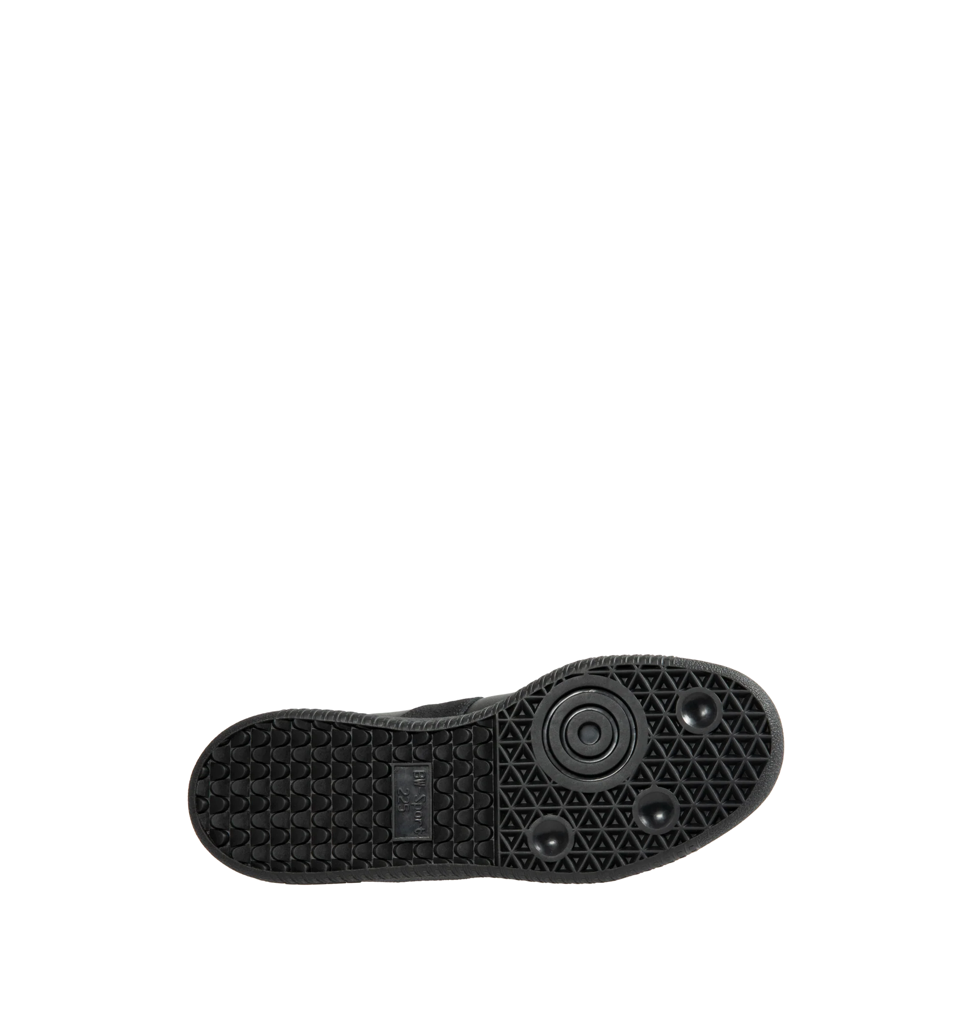 Image 4 of 5 - BLACK - Adidas Mens BW Army Shoes are crafted from leather with premium suede overlays. Features a regular fit, lace-up closure, leather sockliner, rubber outsole, and adidas logo detailing on the tongue, sockliner, and tooling. Upper: Leather with Suede Overlays; Sockliner: Leather; Outsole: Rubber. Made in Vietnam. 