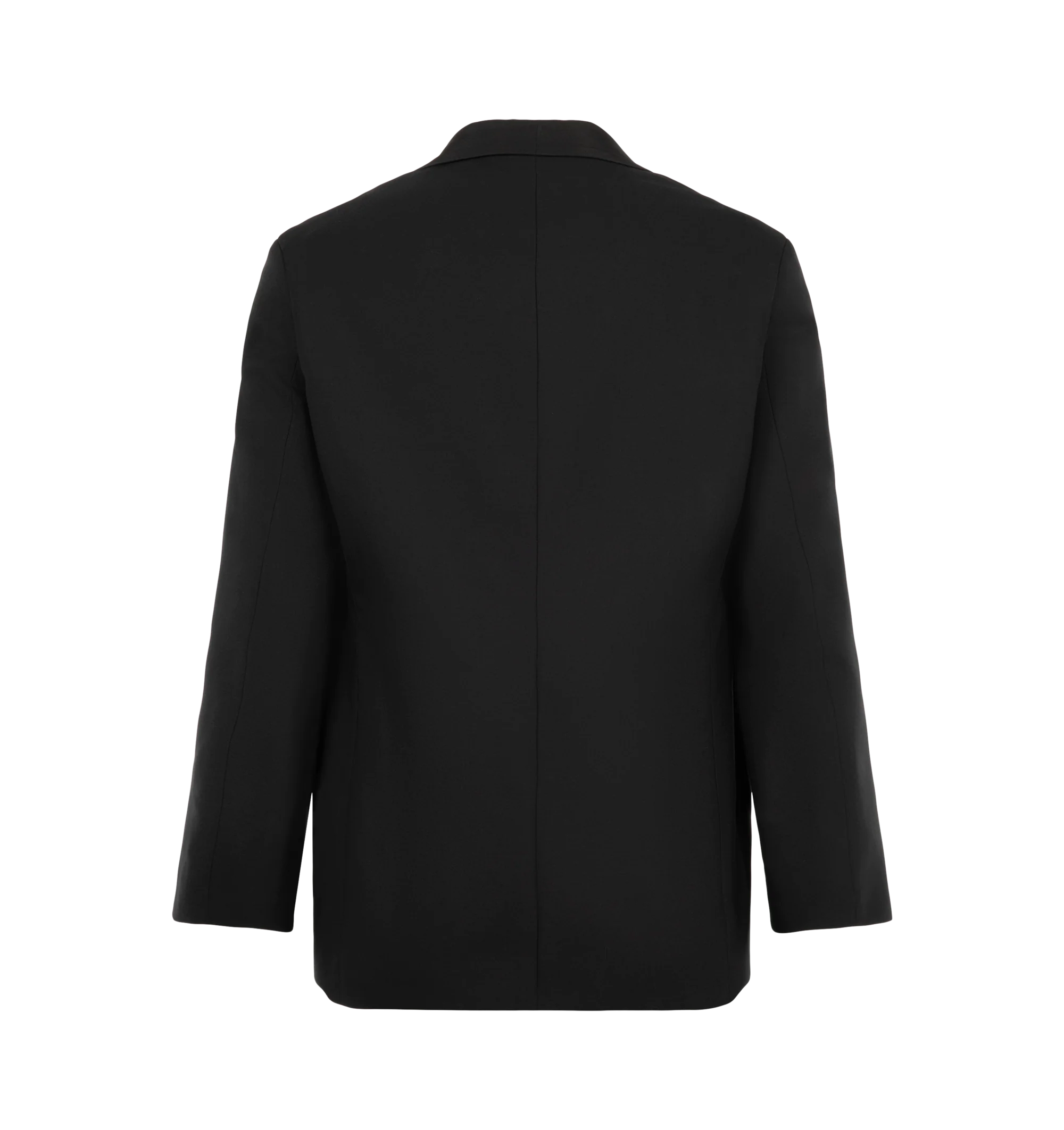Image 2 of 2 - BLACK - Auralee Men's High-Density Wool Worsted Shawl Collar Jacket is crafted from Super 130's wool woven at an exceptionally high density in a cashdos construction. A specialized finishing process enhances the fabric's firmness and structure, while subtle tonal variation adds visual depth. Cut in a wide fit, this jacket features a shawl collar and a ventless back. Main Material: 100% Wool. 