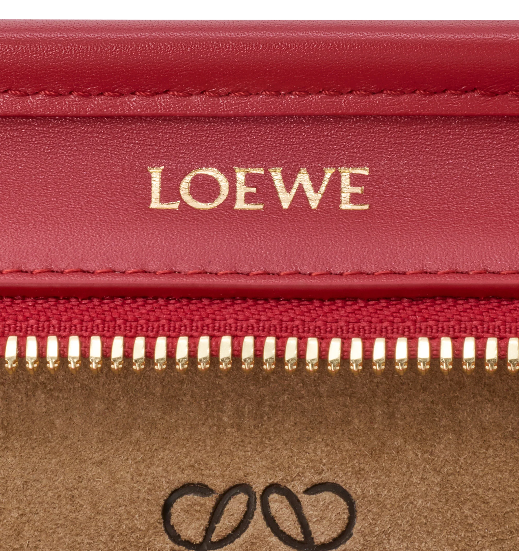 Image 14 of 18 - RED - Loewe Small Amazona 180 Bag in leather features a relaxed silhouette anchored by a single toron top handle, designed to be carried open, while a concealed closure secures the main compartment, three carry options: short handle, removable shoulder strap and crossbody, zip closure with two leather zip pullers, two compartments, main compartment closed with magnetic closure, internal flat pocket, left side d-ring for customization, nappa lambskin lining, and embossed double L branding. L