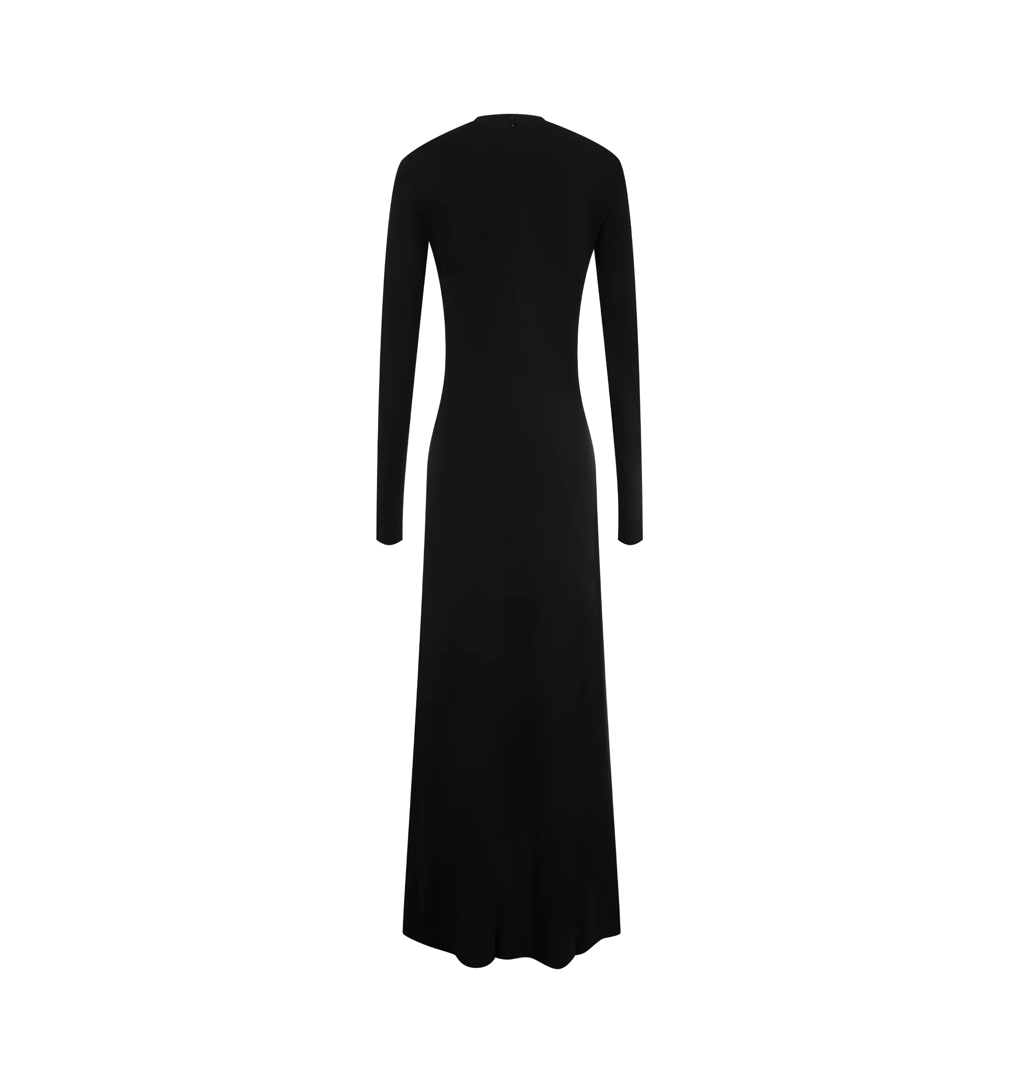 Image 2 of 2 - BLACK - Toteme Women's Long-Sleeve Every Day Dress is crafted from a lightweight stretch jersey and features a streamlined silhouette with a classic crew neckline, long sleeves, and an effortless drape for all-day comfort. This designer dress combines understated elegance with Toteme's signature minimalist aesthetic, creating a versatile wardrobe essential for everyday wear or elevated styling. Main Material: 96% Viscose, 4% Elastane.