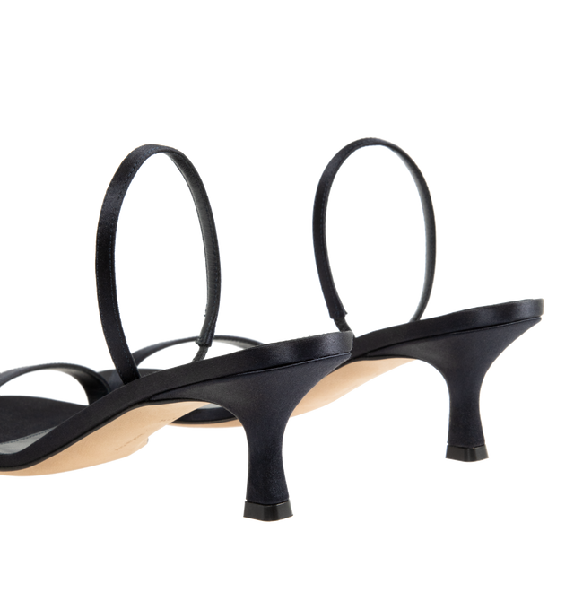 Image 3 of 4 - NAVY - THE ROW Ella Kitten Slingback Heel featuring heeled sandal in satin with almond toe, slim heel and toe straps with concealed elastic band and leather sole. 2 in. heel. 72% viscose, 28% silk. Lined in 100% lambskin leather. Calfskin leather sole. Made in Italy.