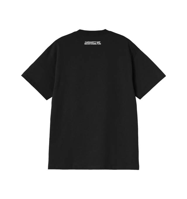 Image 2 of 2 - BLACK - CARHARTT WIP Sean Hamilton 02 T-Shirt featuring a loose fit, midweight organic cotton jersey, graphic prints appear on the front and back, short sleeves and crew neck. 100% organic cotton.