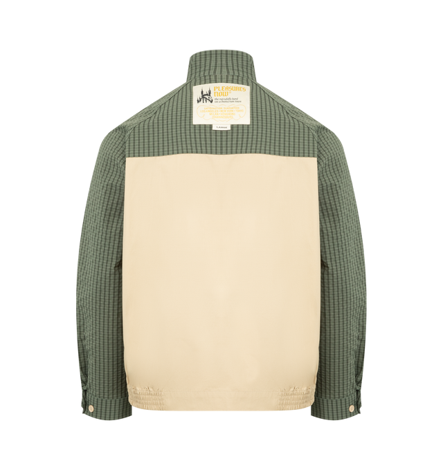 Image 2 of 3 - MULTI - PLEASURES Town Harrington Jacket featuring relaxed fit, contrast sleeves, woven label, zip front closure, button cuffs and front pockets. CottonPoly blended drill.