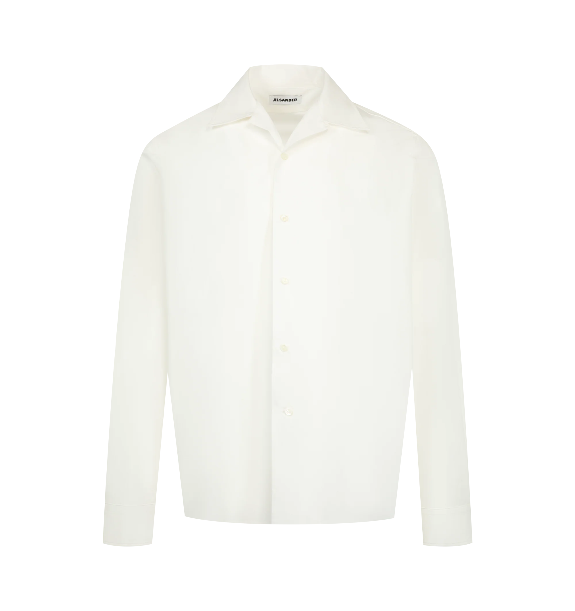 Image 1 of 2 - WHITE - Jil Sander Men's Cotton Shirt is crafted from cotton and features a refined silhouette rooted in the brand's signature minimalist aesthetic. Designed with a classic shirt construction and clean tailoring that lends a timeless, versatile appeal. Main Material: Cotton.