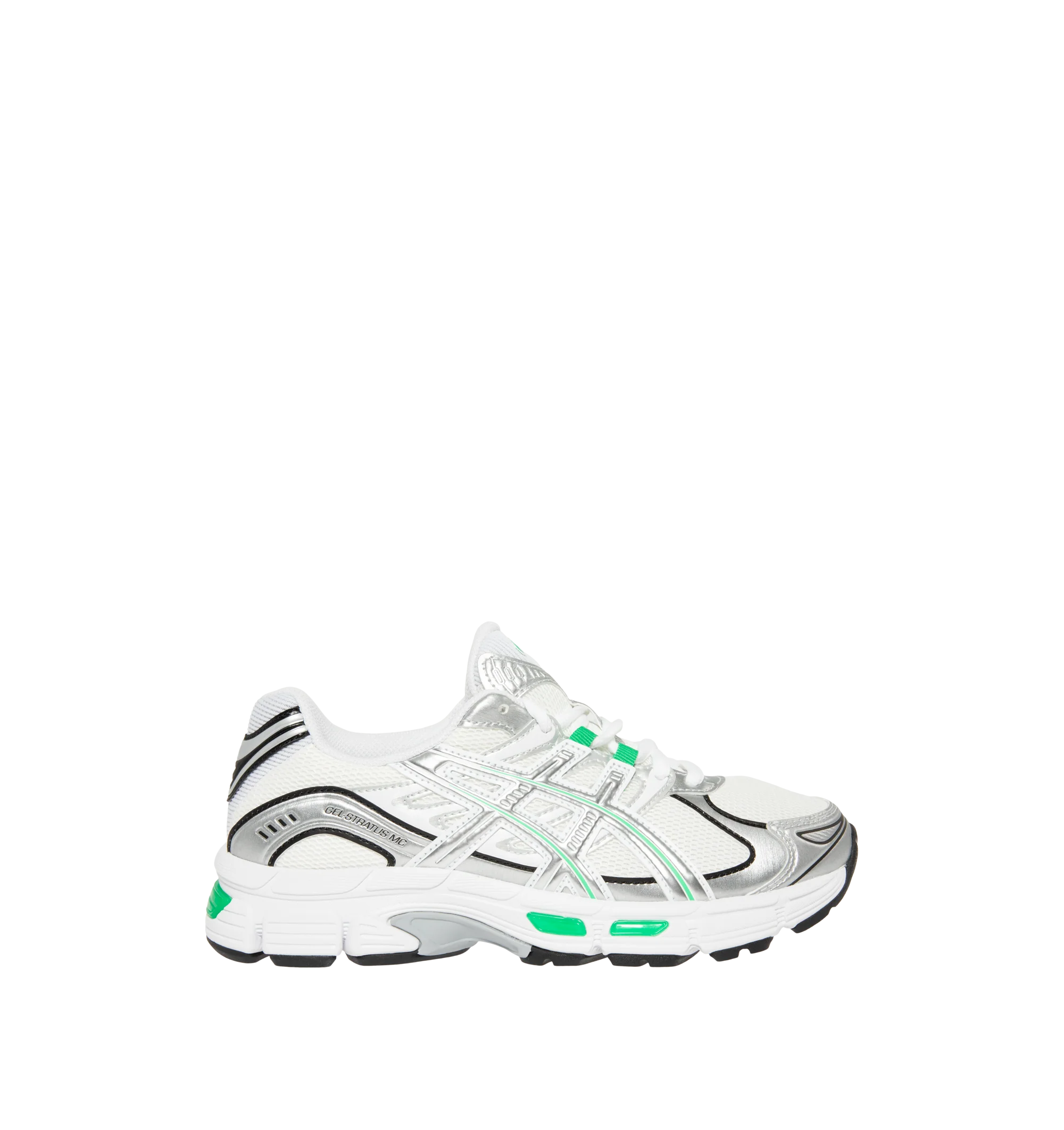 Image 1 of 5 - WHITE - Asics Men's GEL-STRATUS MC Sneakers feature an air mesh upper with synthetic leather overlays for breathable comfort, durability, and a technical-inspired look. Drawing from the brand's 2010s running heritage, these lifestyle sneakers combine rearfoot GEL technology with a cushioned midsole for enhanced shock absorption and everyday comfort. Main Material: Synthetic Leather and Mesh. Sole: Rubber.