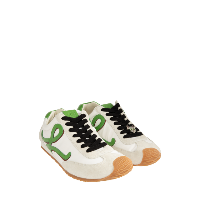 Image 2 of 5 - WHITE - LOEWE Ballet Runner 2.0 in nylon and calfskin featuring a hand-finished Louis Wain cat lace charm, an asymmetrical toe shape, a sock-like internal structure and a lightweight rubber outsole that extends to the toecap. 20mm heel. Nylon/calf. Made in Italy.