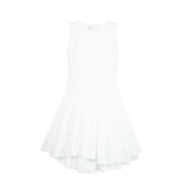 Image 2 of 2 - WHITE - LOEWE PAULA'S IBIZA Dress in lightweight cotton poplin featuring a layered construction, gathered waist with polish glass-effect Anagram pebble, regular fit, short length, round neck, drawstring waist and anagram embroidery placed at the front. Cotton. Made in Spain.