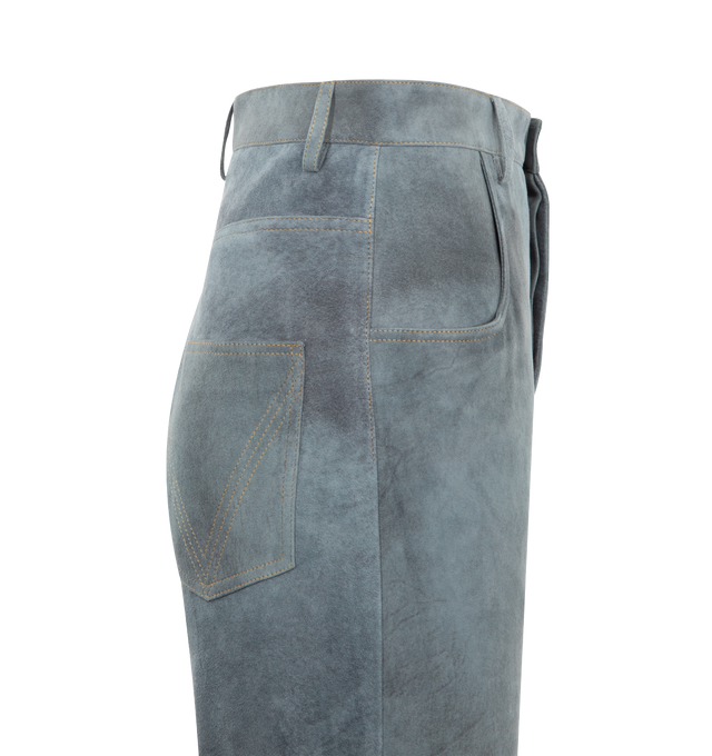 Image 3 of 3 - GREY - BOTTEGA VENETA Cloudy Suede Pants featuring wide leg, button closure and half lined. Lambskin. Made in Italy.