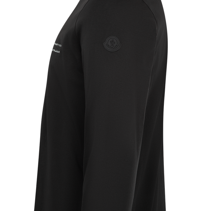 Image 3 of 3 - BLACK - MONCLER Logo T-Shirt featuring cotton jersey, crew neck, long sleeves and printed logo. 100% cotton. 