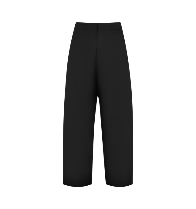 Image 1 of 3 - BLACK - WILLY CHAVARRIA Cholo Chino Trousers featuring cotton-blend twill, wide-leg, high-rise, belt loops, four-pocket styling, zip fly, creased legs and welt pocket and embroidered logo at back leg. 65% polyester, 35% cotton. Lining: 100% cotton. Made in Italy.
