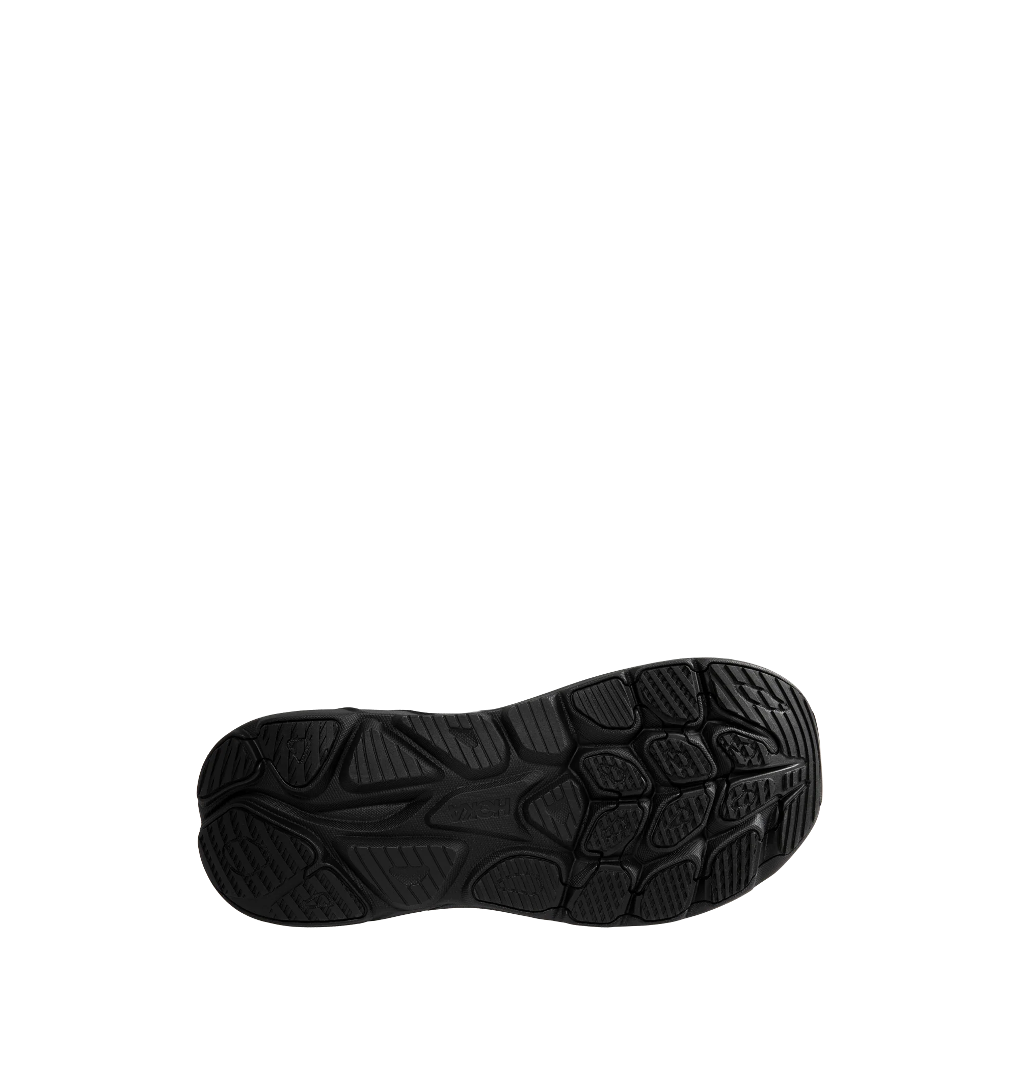 Image 4 of 5 - BLACK - Hoka Men's Clifton 11 GTX Running Sneakers feature a closed-mesh upper with a GORE-TEX Invisible Fit membrane and PFC-free water-repellent treatment. An adjustable speed-lace system with toggle, reflective details, a compression-molded EVA midsole, and a Durabrasion rubber outsole with forefoot traction pods complete the weather-ready design. Upper: Mesh with GORE-TEX Membrane. Midsole: EVA Foam. Sole: Rubber. Heel-to-Toe Drop: 8 mm.