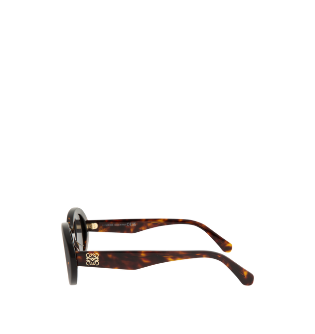 Image 2 of 3 - BROWN - LOEWE Mini Anagram Oval Sunglasses featuring mini oval-shape, acetate with a metal inner rim, adjusted fit, UVA/UVB protection and gold-finish metal Anagram. Acetate. Made in Italy.
