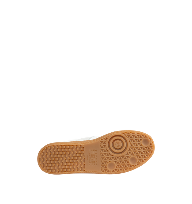 Image 4 of 5 - WHITE - MAISON MARGIELA High Quality Luxury Sneakers featuring lace-up sneakers in buffed nappa calfskin and calfskin suede, contrasting sole, Maison Margiela logo label on the tab, internal High Quality Luxury label, internal elastic and all-over Maison Margiela logo insole. 100% calf leather. Sole: 100% rubber. Made in Italy. 