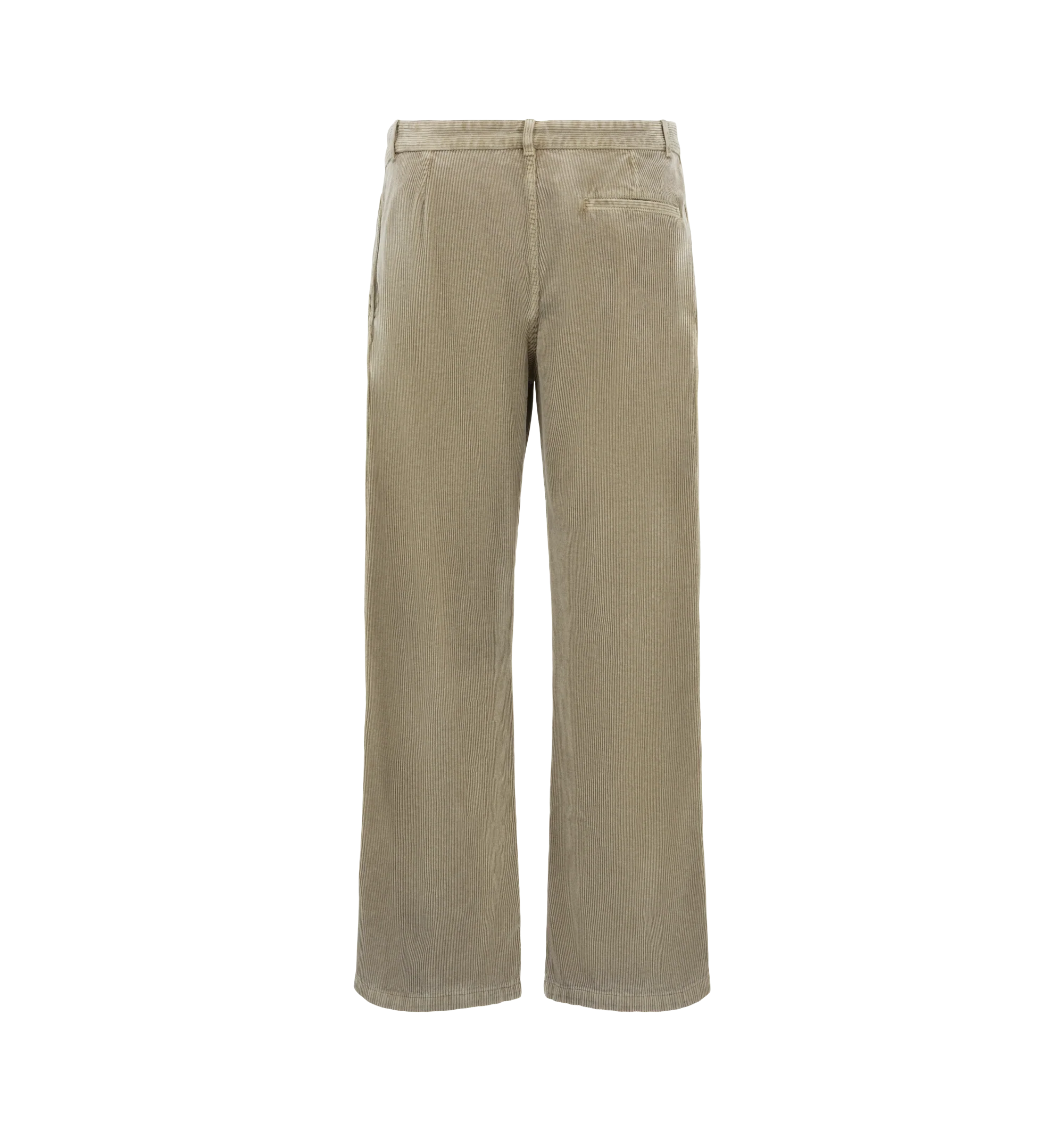 Image 2 of 3 - NEUTRAL - The Row Men's Paulo Pants are crafted from compact wide-wale cotton velvet corduroy with a soft, textural hand and durable construction. Designed with a relaxed wide-leg silhouette that sits at the natural waist, these designer pants feature a pleated front, side slash pockets, and a single back welt pocket. The fabric is dyed and specially treated to create a subtly uneven, worn-in effect while enhancing the depth and richness of the Faded Black color. Main Material: 100% Cotton. F