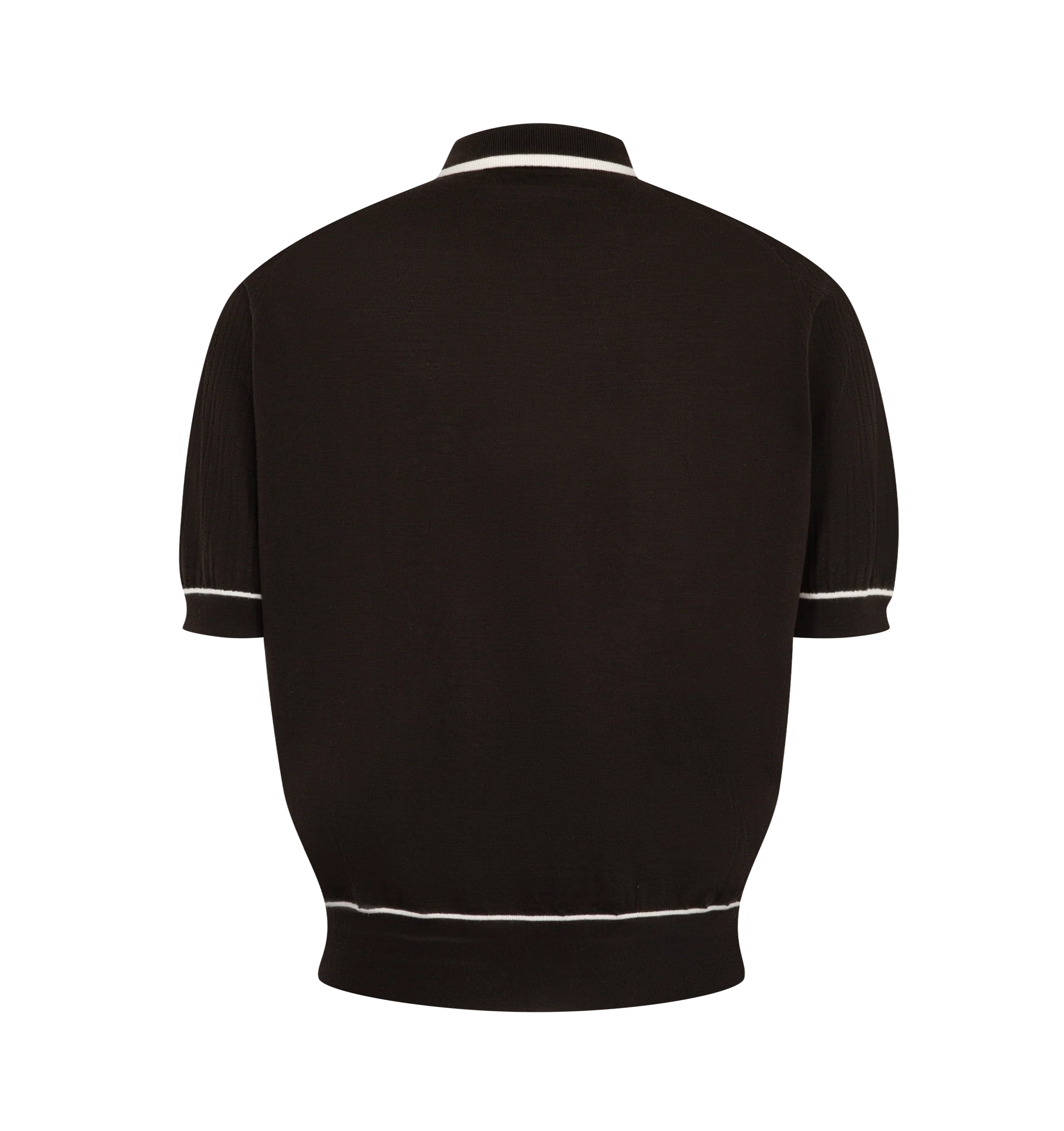Image 2 of 2 - BROWN - The Wales Bonner Blessings Polo is crafted in wool lace knit, presented in dark brown and ivory. Materials: 100% Merino Wool. Made in England.