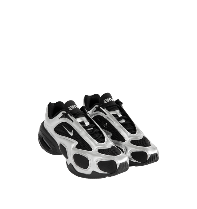 Image 2 of 5 - SILVER - NIKE Air Max Muse Sneaker featuring mesh upper with faux leather trim and rubber sole, lace-up front, cushioned foam midsole, Max Air cushioning and Air Max logo at tongue.