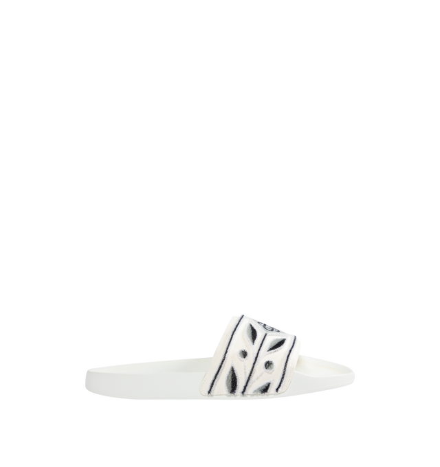 Image 1 of 4 - WHITE - CASABLANCA Laurel Terry Slides featuring embroidered terry fabric, diamond logo and signature Laurel artwork on its uppers, sculpted footbed and a textured rubberised sole. 100% polyester. Lining: 80% polyester 20% cotton. Made in Portugal.
