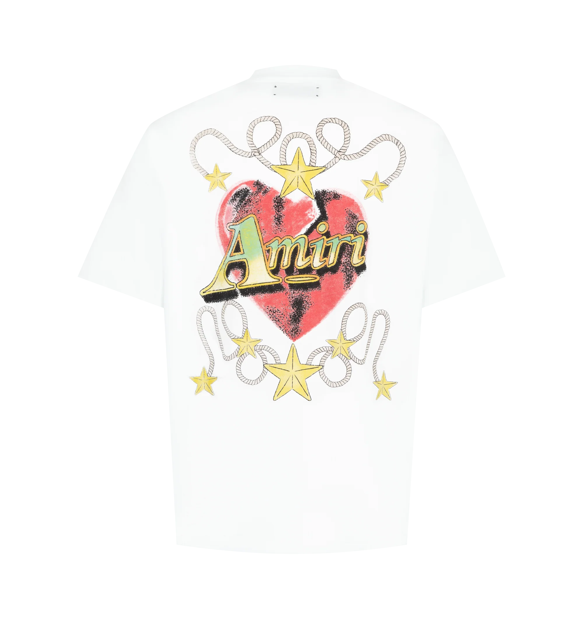 Image 2 of 2 - WHITE - Amiri Men's Heart Oversized Tee is crafted from soft cotton and features a relaxed oversized silhouette detailed with graphics across the front and back. Main Material: Cotton. Fit: Oversized. Details: Graphic Prints at Front and Back.