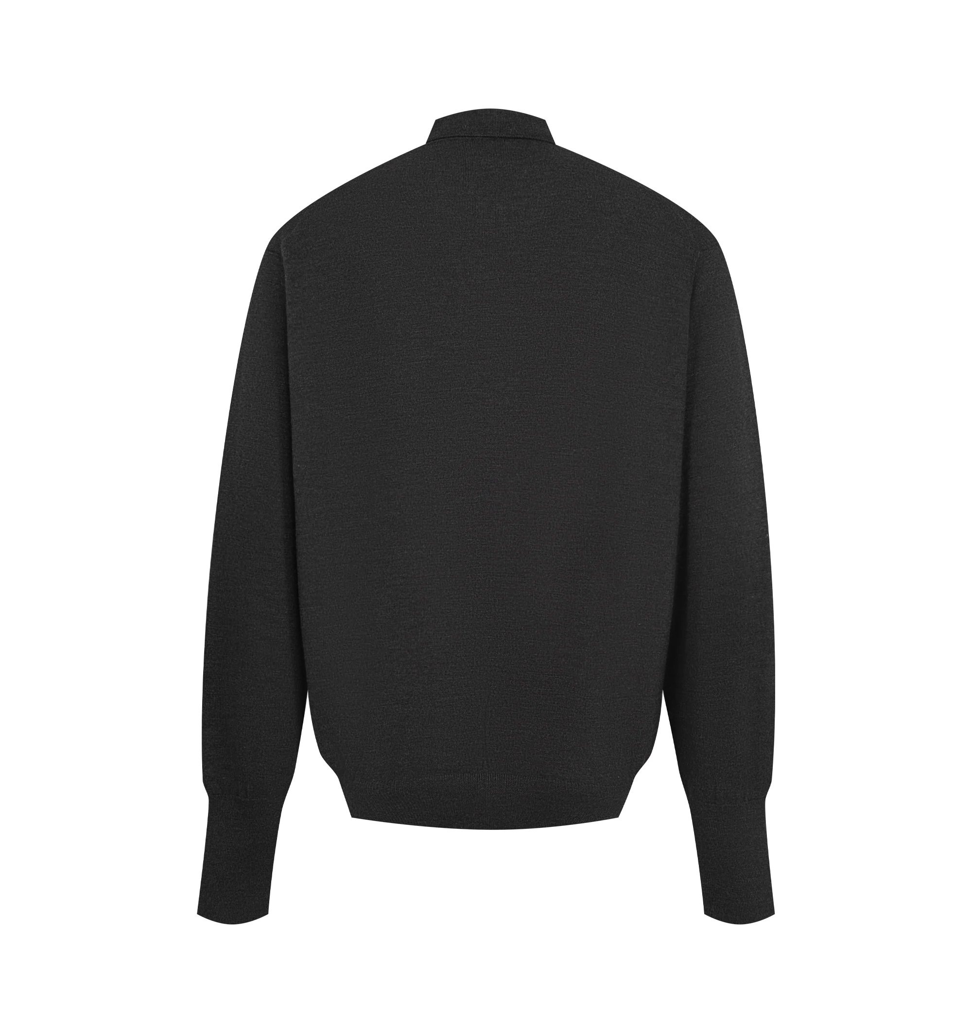 Image 2 of 2 - GREY - A.Presse Men's Wool Knit Long-Sleeve Polo Shirt is crafted from high-gauge wool knit and features a refined long-sleeve polo silhouette. Designed with a classic polo collar and clean, minimalist construction that highlights the quality and texture of the knit. Main Material: 100% Wool.