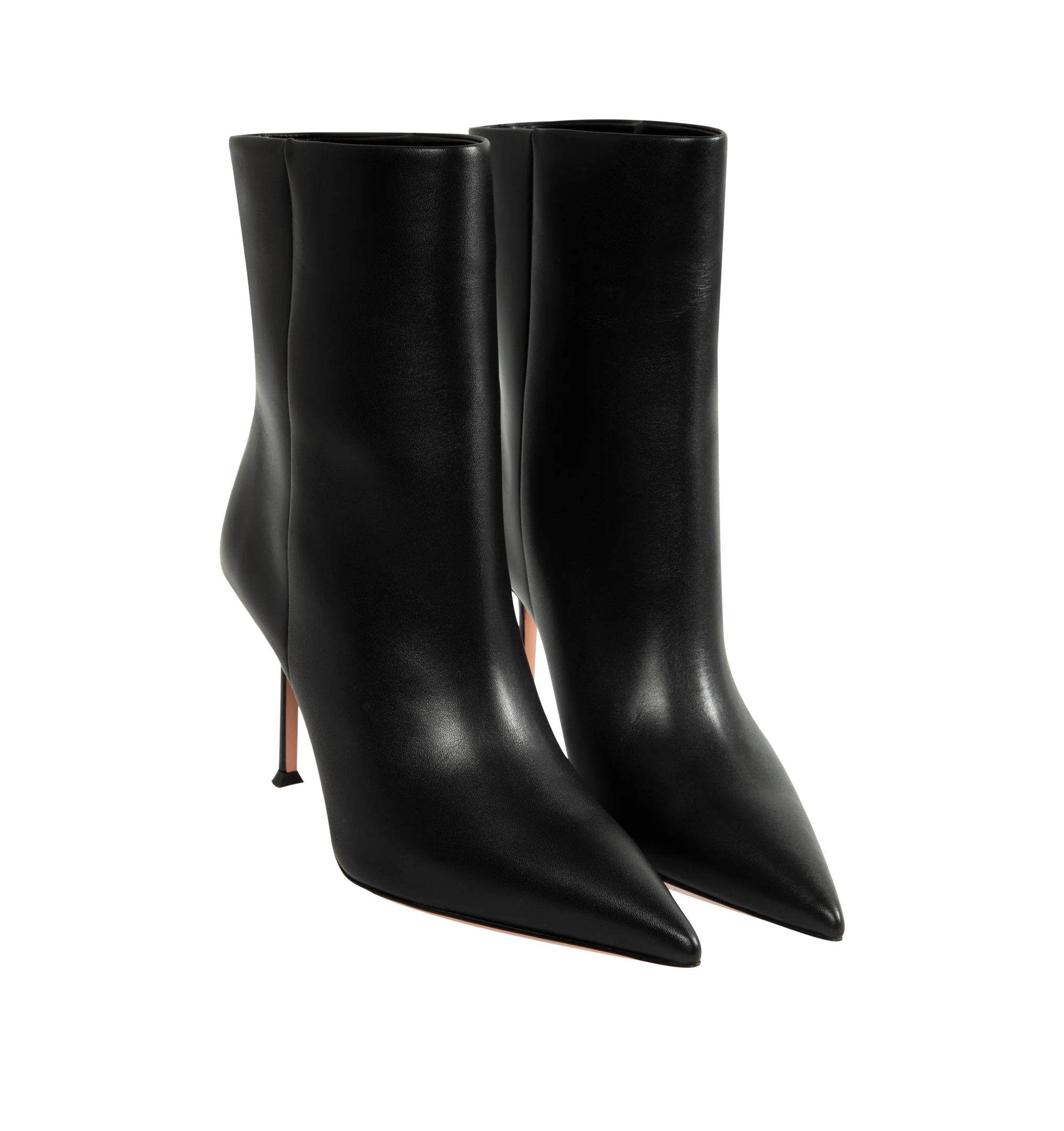 Image 2 of 4 - BLACK - Aquazzura Women's Harper Bootie 85 is crafted from smooth leather and features a sleek ankle-high silhouette with a pointed toe for an elegant, elongated profile. Designed in an easy pull-on style, these designer booties are set on an 85mm heel and finished with a soft leather lining and durable calf leather sole. Upper: Leather. Lining: Leather. Sole: Calf Leather. Stiletto Heel Height: 85 mm / 3.3 in. Closure: Pull-On. Toe: Pointed. Made in Italy.