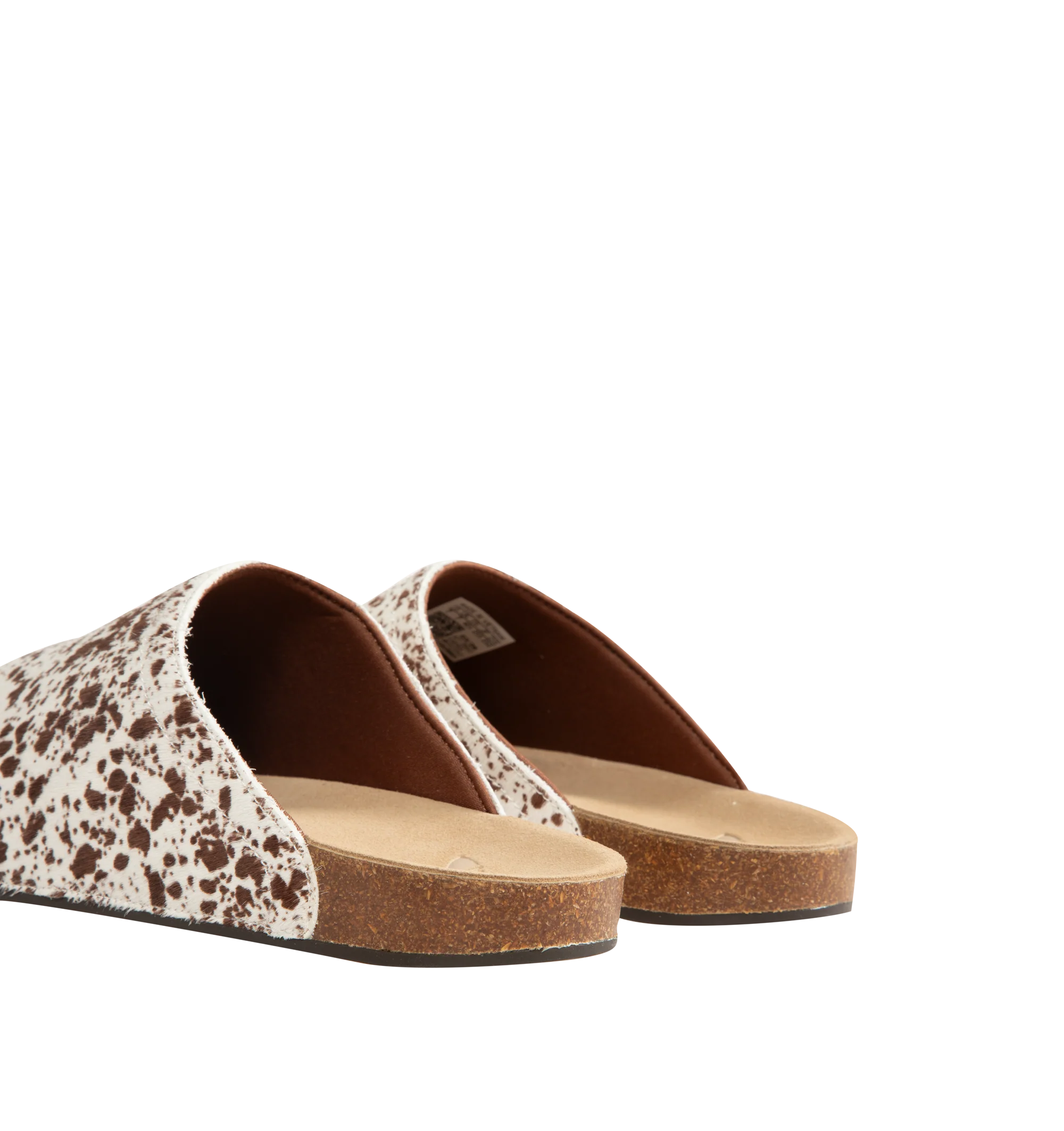Image 3 of 4 - MULTI - Adidas Men's Adimule Slide is a casual slip-on mule designed for comfort and style. It features a cow-print pattern in shades of brown paired with a soft suede footbed. Exterior: leather upper, suede footbed, cork sole, textile lining, durable rubber outsole. Made in Vietnam.