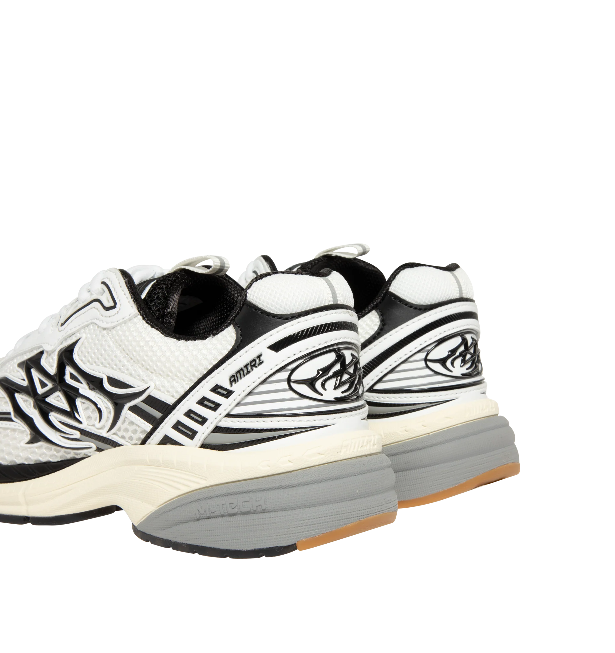 Image 3 of 5 - MULTI - Amiri Mens Ma Tech Sneakers feature a mesh and leather upper with contrast detailing and signature MA icon. Designed with a lace-up closure and durable rubber outsole inspired by technical running shoes. Upper: Leather, Polyester, and Rubber; Sole: Rubber. Made in Vietnam. 