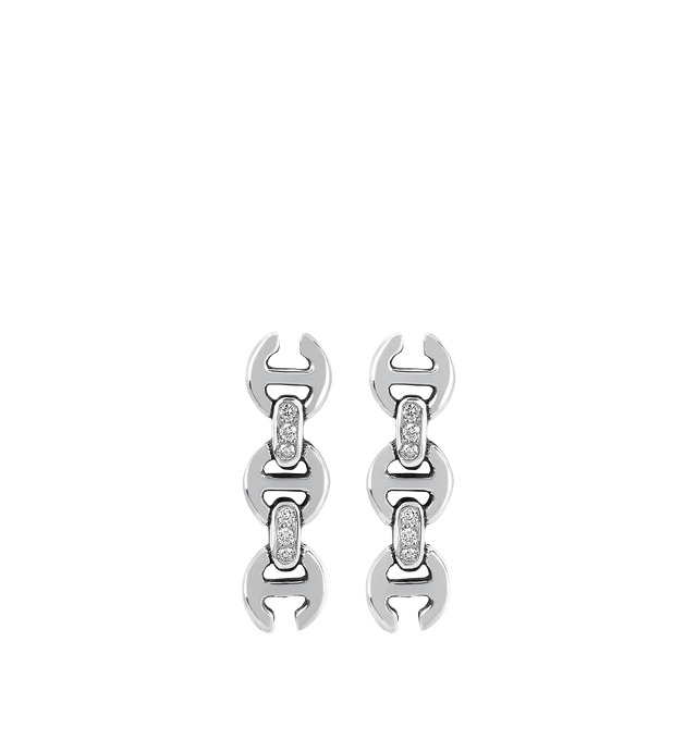 Image 2 of 2 - SILVER - HOORSENBUHS 3MM Toggle Diamond Stud Earrings featuring a stud earring in sterling silver with iconic tri-link motif with diamond bridges. Cheap Luxury Handbag Shop offers a range of initial pieces from this collection in-store. For personal consultation and detailed information about jewelry, please contact our dedicated stylist team at personalshopping@hirshleifers.com.   