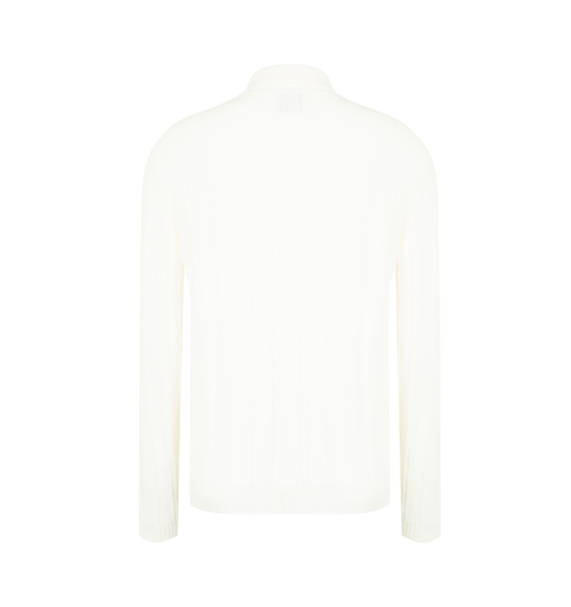 Image 2 of 2 - WHITE - Casablanca Men's Boucle Long Sleeve Polo Shirt in a classic knit design featuring the house's diamond logo patch. Completed with a collared neckline, button closure, signature gold rim pearl buttons, and rib cuffs, collar, placket and hem detail in a slim silhouette. 64% cotton 36% nylon.