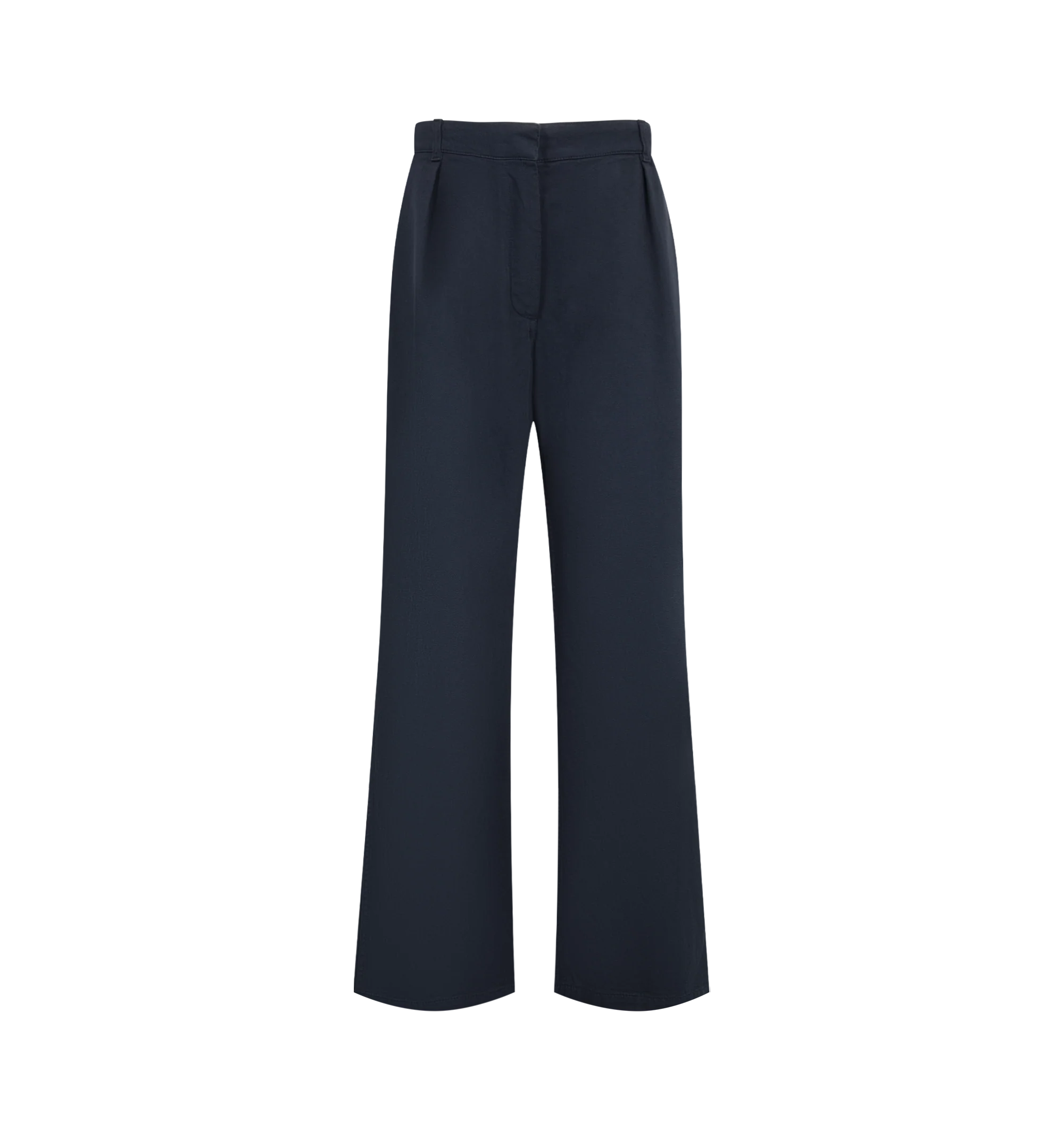 Image 1 of 3 - BLUE - The Row Women's Adler Pants are crafted from soft cotton twill and feature a relaxed mid-rise silhouette that sits naturally at the hip with a straight leg. Designed with a pleated front, side slash pockets, and a single back welt pocket, these designer trousers undergo multiple finishing treatments to create a lightly sanded, worn-in appearance with a soft, loose hand. Main Material: 100% Cotton. Fit: Relaxed, Mid-Rise, Straight Leg. Pockets: Side Slash Pockets and Single Back Welt Po