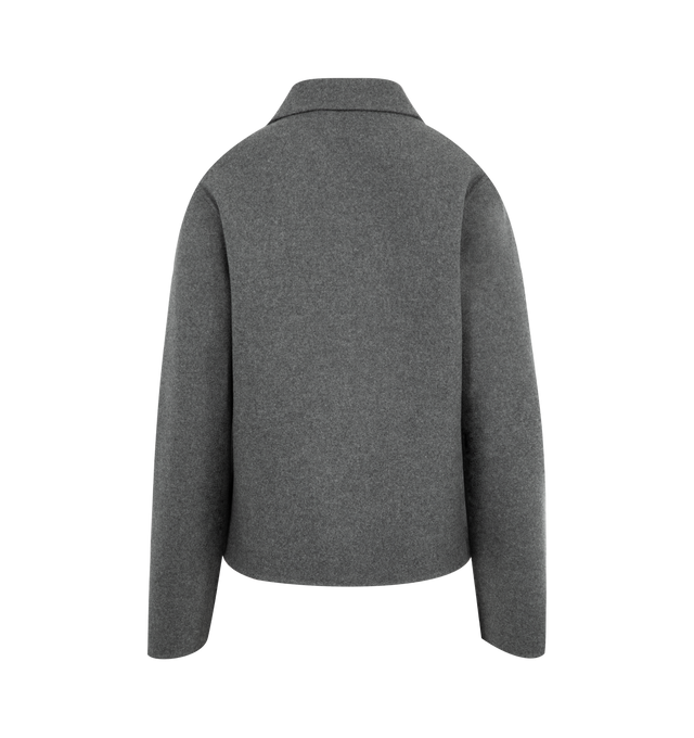 Image 2 of 2 - GREY - EXTREME CASHMERE Mover Cardigan featuring a boxy, workwear-inspired piece reimagined in a shrunken fit, double-faced cashmere, pointed collar, two patch pockets and a five-button corozo closure. 70% wool, 30% cashmere.