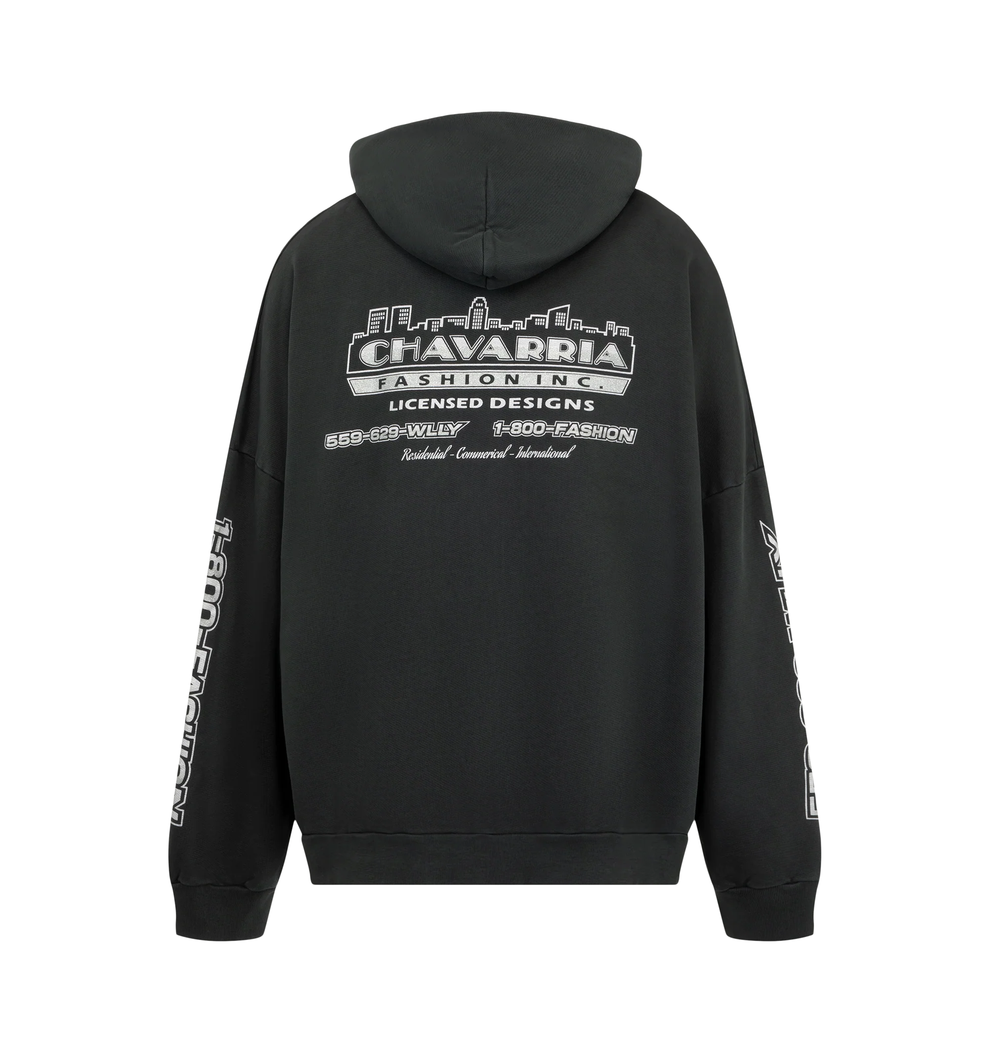 Image 2 of 4 - BLACK - The Chavarria Licensed Designs Zip Hoodie is cut in an oversized silhouette with dropped shoulders for a relaxed, easy fit. Crafted from 100% Cotton.
