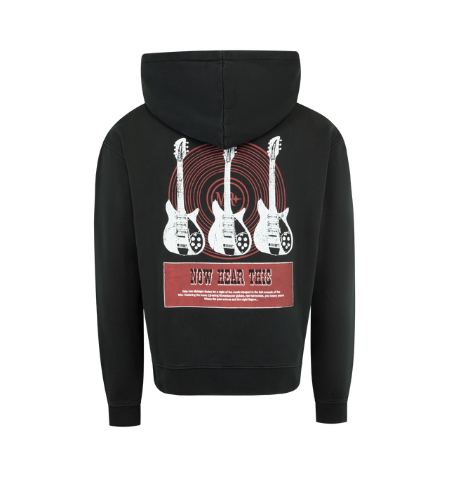 Image 2 of 2 - BLACK - MIDNIGHT RODEO Heavy Pours Hoodie featuring pull-on styling, front and back graphic, kangaroo pocket, fleece lining and hoodie. 100% cotton.