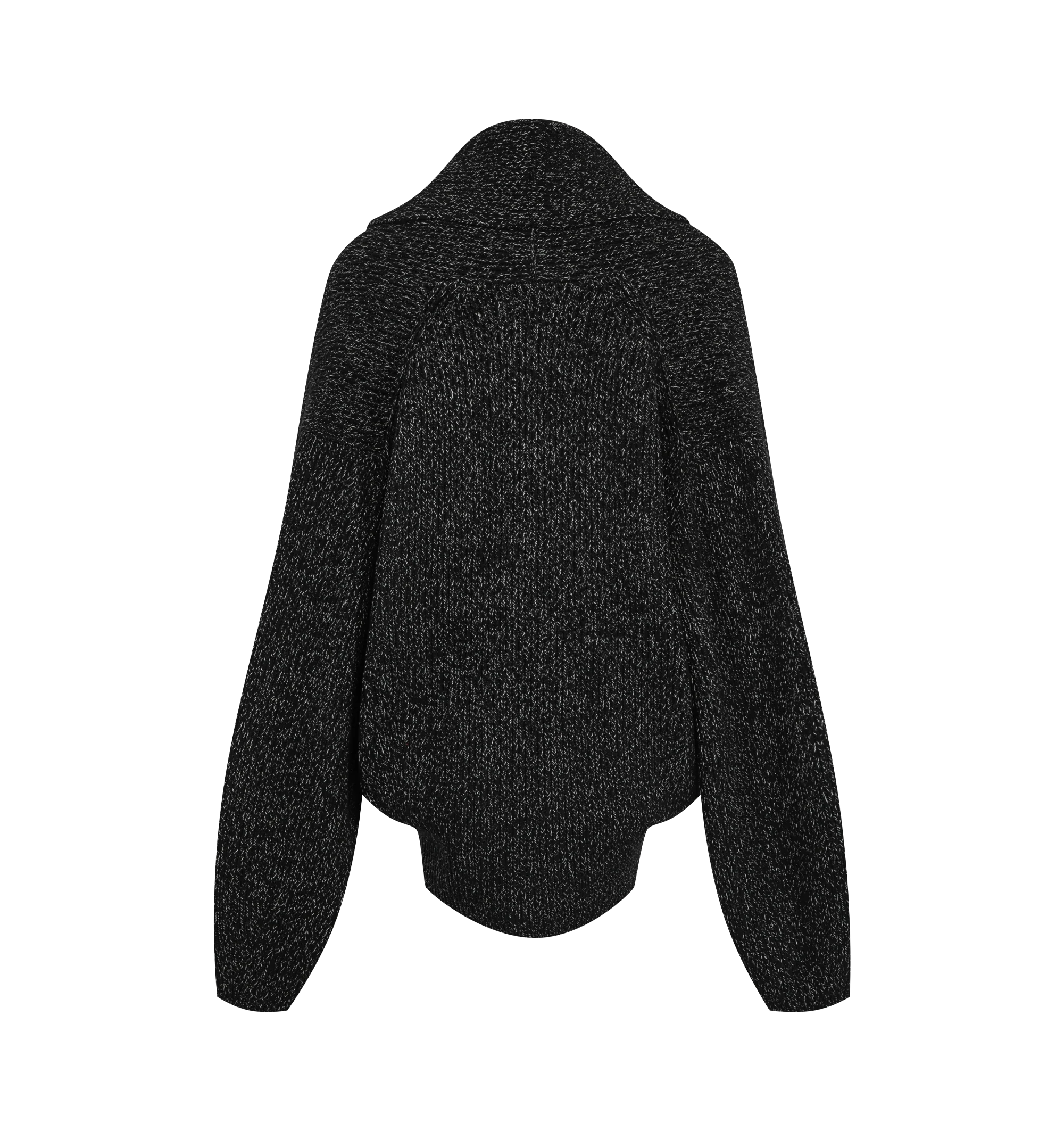 Image 2 of 3 - BLACK - Toteme Women's Oversized Shawl-Lapel Cardigan features wide sleeves, curved shawl lapels, and rounded proportions. It is knitted from heavyweight, ribbed wool and is set with a double-breasted button front. Materials: 82% RWS wool, 13% cotton, 5% polyamide.
