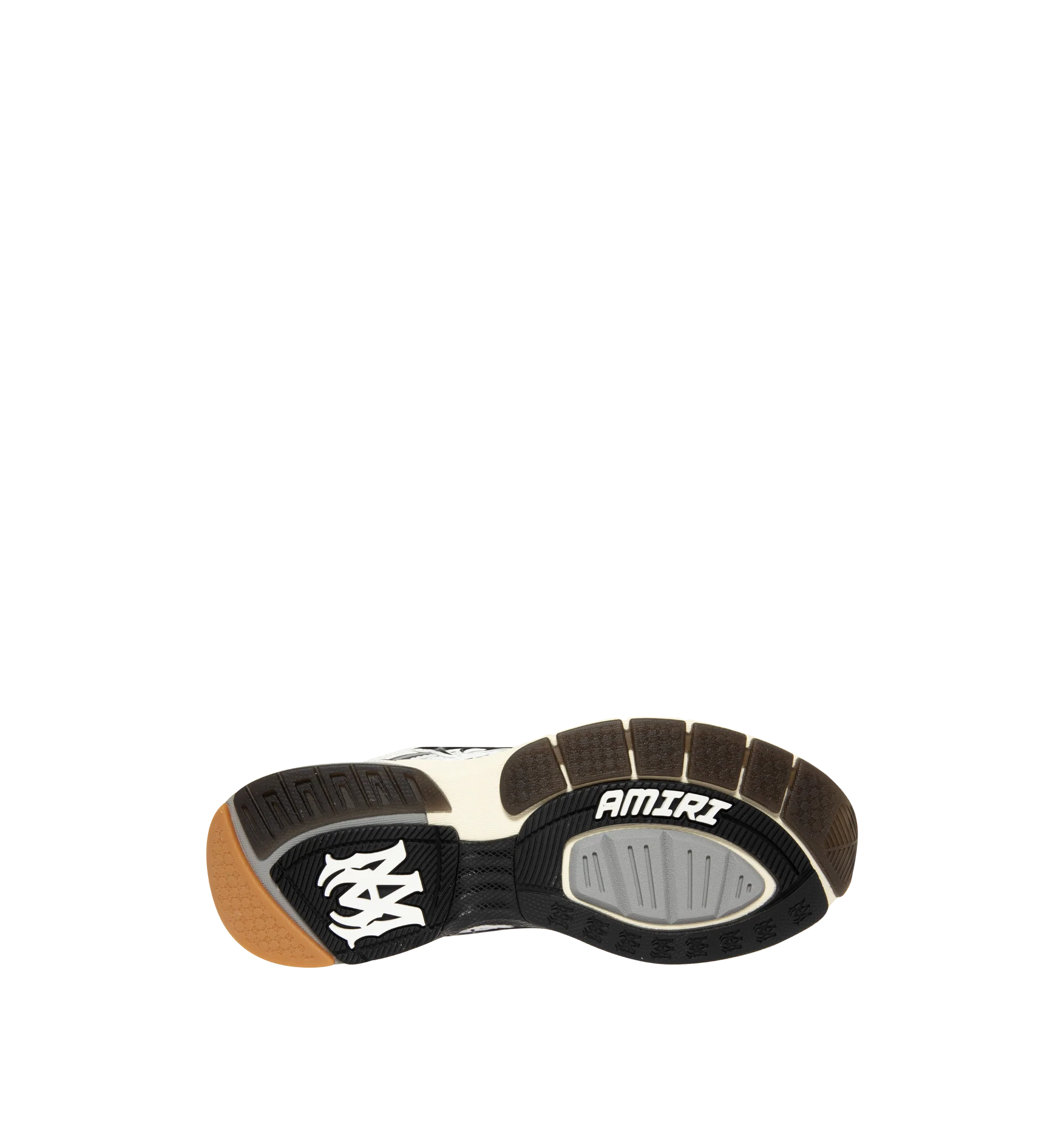 Image 4 of 5 - MULTI - Amiri Mens Ma Tech Sneakers feature a mesh and leather upper with contrast detailing and signature MA icon. Designed with a lace-up closure and durable rubber outsole inspired by technical running shoes. Upper: Leather, Polyester, and Rubber; Sole: Rubber. Made in Vietnam. 