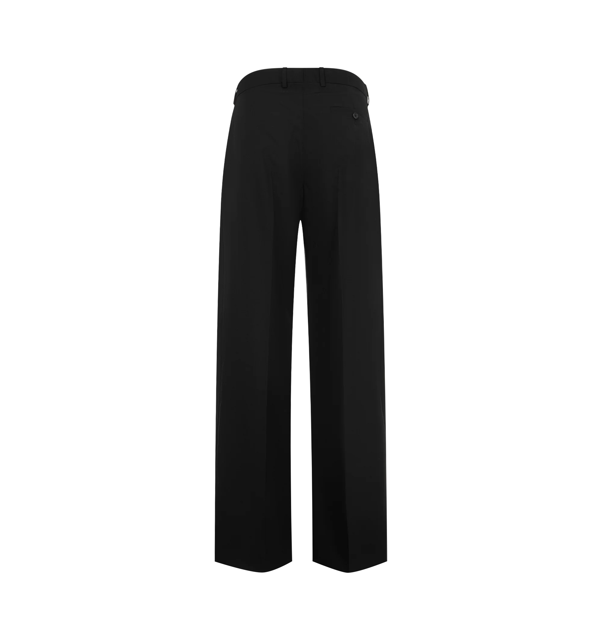 Image 2 of 3 - BLACK - JW Anderson Straight Leg Trousers in black. Features welt back pocket, zip fly and logo tailored waist banding. Finished with leather logo patch. Composition: 100% Wool. Made in Italy.