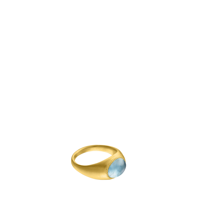 Image 2 of 3 - GOLD - PROUNIS Aquamarine Roz Ring inset with an aquamarine featuring 22K gold. 9mm wide. Cheap Luxury Handbag Shop offers a range of pieces from this collection in-store. For personal consultation and detailed information about jewelry, please contact our dedicated stylist team at personalshopping@hirshleifers.com. This item may be restricted for online purchase to international clients. For assistance purchasing this item please contact our dedicated stylist team at personalshopping@hirshleifers.com.
