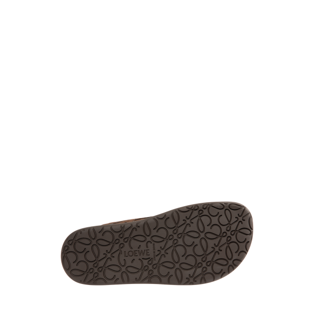 Image 4 of 5 - BROWN - LOEWE Jambo Sneaker in calfskin suede featuring a full monochrome look with an asymmetric toe shape, nappa fussbett, 25mm heel, lace closure, L monogram at the side, embossed LOEWE on the heeltab and anagram-embossed rubber cupsole. Calf suede. Made in Italy.