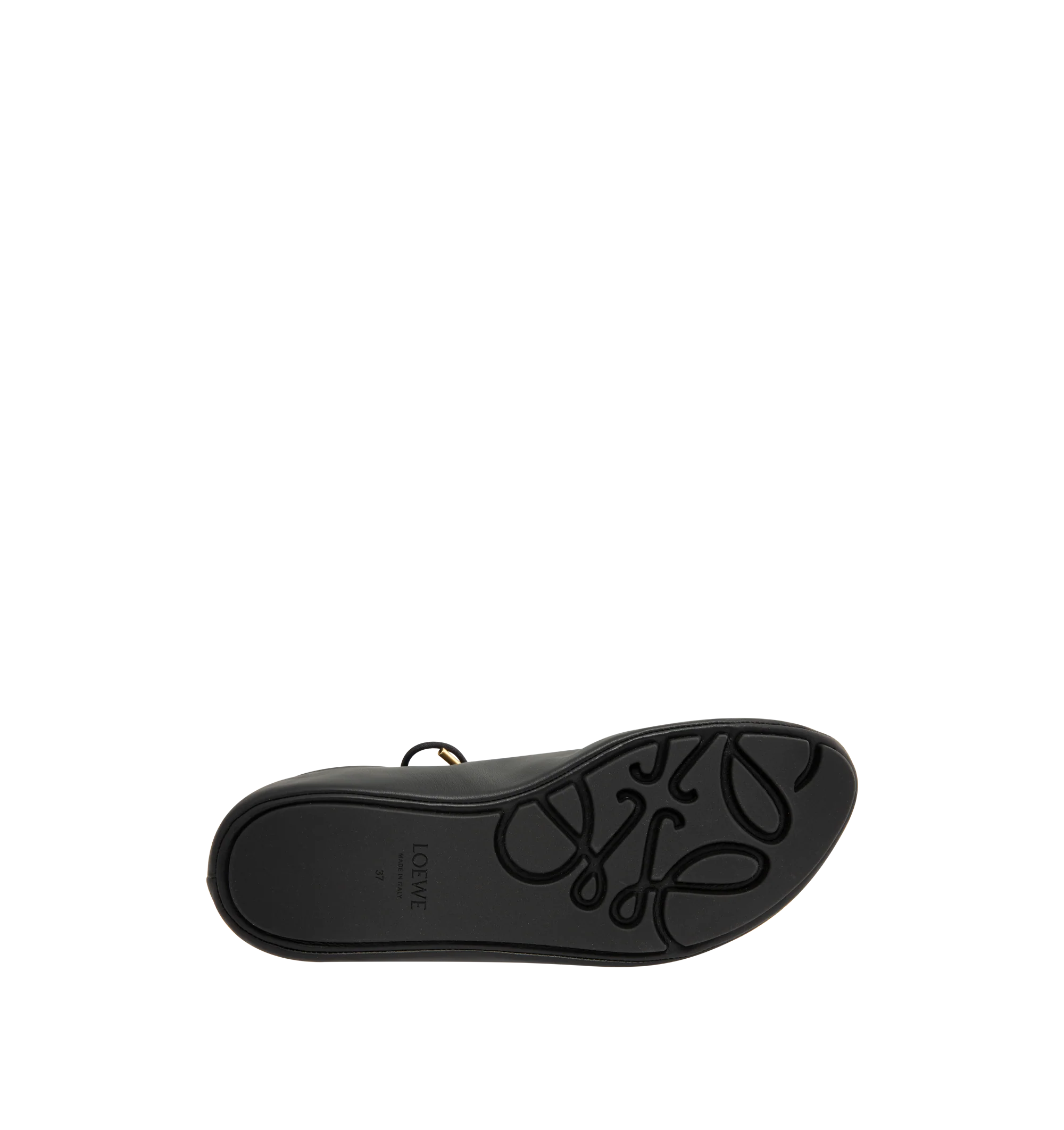 Image 4 of 5 - BLACK - Loewe Womens Nappa Calf Lace-Up Shoes are crafted from nappa calfskin. Features a lace-up closure, extra padding, asymmetric toe shape, tonal laces with metallic tips, metallic Pebble with engraved Anagram detail on the bottom lace, lambskin lining, printed LOEWE insole, and injected rubber outsole with cut-out Anagram signature. Main Material: Nappa Calf. Made in Italy. 