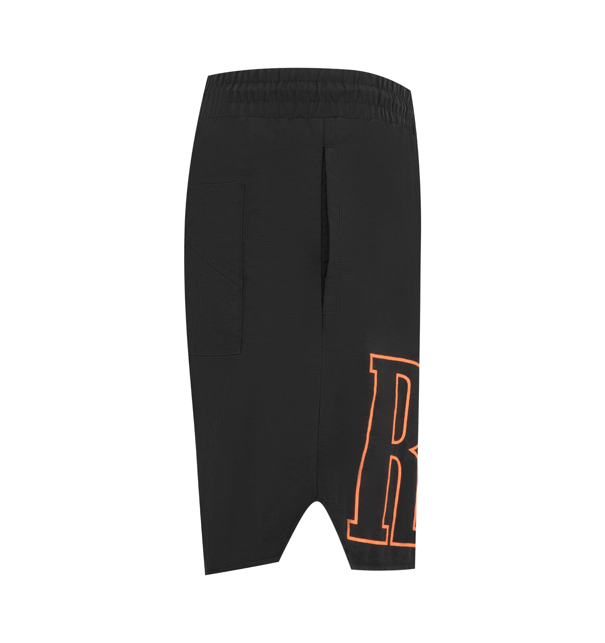 Image 3 of 3 - BLACK - Rhude Mens Nylon Shorts are crafted from premium washed nylon. Feature logo print across the front legs, twin pockets, and extended drawstrings. Main Material: 100% Nylon. Made in the USA.